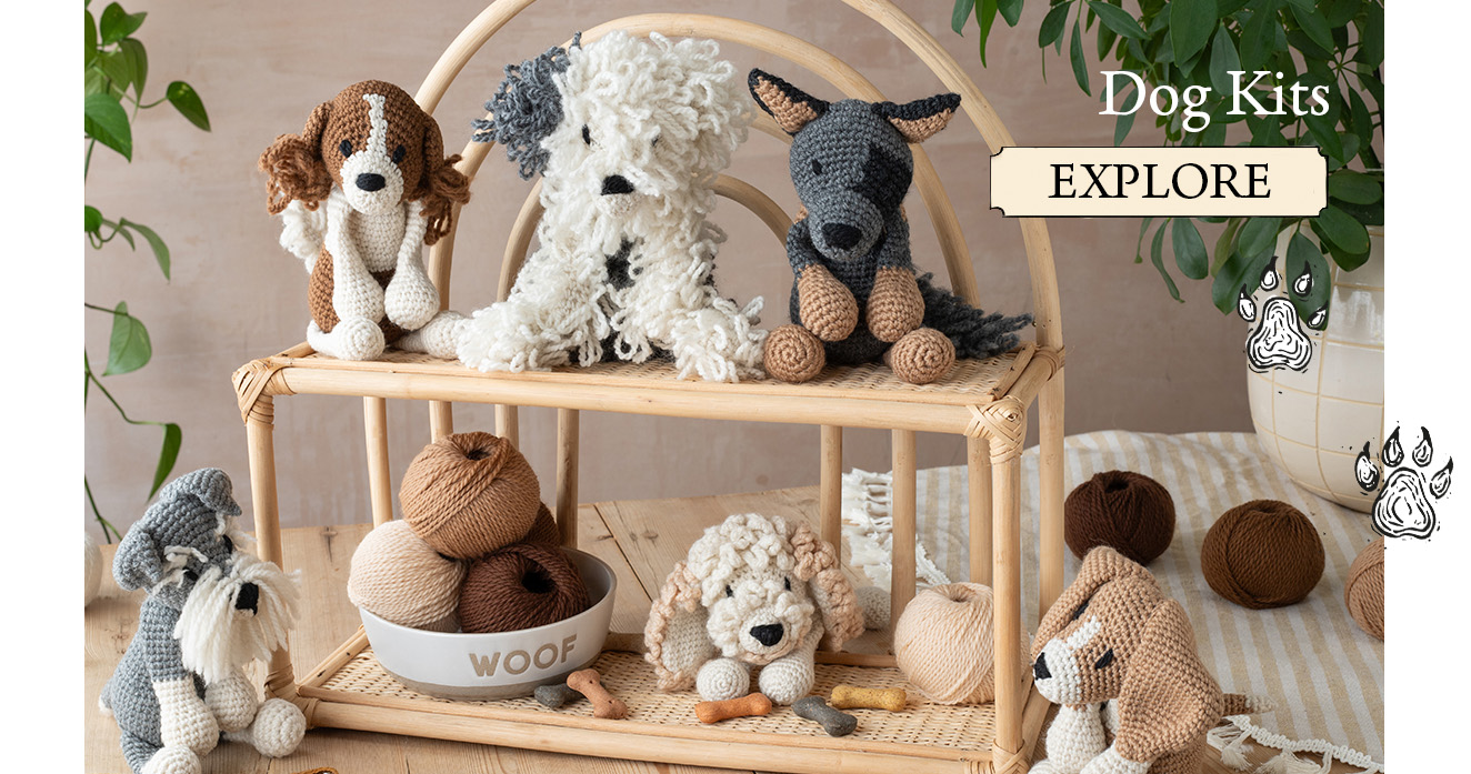 Dog kits crochet patterns toft pets home gifts